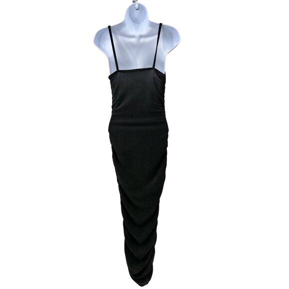 Forever Rose Couture Ruched Bodycon Dress Small Black Stretchy Prom Maxi Formal - Picture 3 of 12